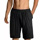 Aomig Herren Schlafanzughose Kurz, Schlafshorts Pyjamahose Herren, Dehnbare Leicht Pyjamshorts Pyjamaunterteil Freizeithose, Loungehose Kurz Männer mit Elastischer Bund und Kordelzug(Schwarz-L)