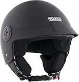 SPARCO 95149 Demi-Jet Helm mit Peak für Motorräder Mattschwarz mit ABS-Schale Größe XL, MATT Black