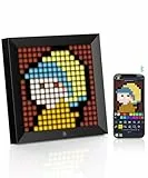 Divoom Pixoo Pixel Art Digitaler Bilderrahmen, Programmierbares 16 * 16 RGB LED Panel, Smart Clock mit Social Media Benachrichtigung, 7.18 Zoll Home Dekor Kalender Uhr, Gaming Gadgets (Schwarz)