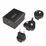 LogiLink PA0188 - USB Steckdosenreiseadapter (3A - Quick Charge 3.0, 18W) mit 3 Adaptern für mehr als 100 Länder und 4X Schutz (Überlade-, Tiefentlade-, Kurzschluss- und Überlastschutz)