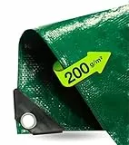 2x2 m Plane & Schutzplane grün - Gartenplane & Allzweckplane wasserdicht - 200 g/m² grün, Abdeckplane mit Ösen für Zeltunterlage - Gewebeplane - Zeltplane & Camping - Bauplane