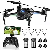Wipkviey T6 Drohne mit Kamera 1080P, RC Faltbare FPV Quadcopter mit 2 Batterien 26-30 Min. Flug, 3D Flip, Headless Mode, C0, Schwarz