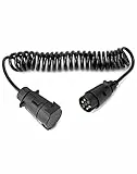 QWORK® 3 Meter 7 Pin Trailer Light Board Verlängerungskabel Spiralkabel mit Stecker auf Buchse Schleppadapter Steckdose für Auto Caravan Truck