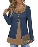 Datuhao Pullover Damen Winter Langarm Elegant Winterpullover Damen Warm Feinstrick Rollkragen Strickpullover Lang Pulli Strick Business Casual Pullover Herbst Tunika Langarm