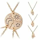 3 PCS Freundschaftskette Mädchen Damen Halskette Sonne Sternen Mond Anhänger Bff Ketten für 3 Magnetisch Freundschaftsketten für 3 Dreier Freundschaftsketten Puzzle Kette Friends Golden Bff Geschenke