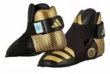 adidas Pro Comfort Kickboxing Fußschutz mit WAKO Label | Fußschoner für Kinder und Erwachsene | Geeignet für Training und Wettkampf | Fußschützer für Schuhgröße 34 - 49 | Schwarz/Gold, S