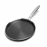Innerwell Profi Antihaft Crepe Pfanne 26 cm aus Edelstahl, Induktion Crepes Pfanne, pfannkuchenpfanne mit kratzfeste Wabenversiegelung, Omlettpfanne, Edelstahlgriff, PFOA-frei