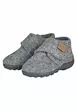 Sterntaler Hausschuhe uni - Unisex Hausschuhe aus Wollfilz - Baby und Kinder Hüttenschuh mit rutschfester Sohle - Kindergarten Pantoffeln mit Klettverschluss, mittelgrau, Größe 24