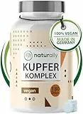 naturally Kupfer Tabletten [180 Stück] – 2mg Kupfer hochdosiert als Komplex mit Kupferbisglycinat, Kupfergluconat und Kupfercitrat – Copper, vegan, ohne Zusätze