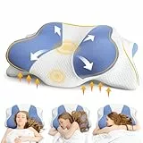 Nackenkissen Kopfkissen - Orthopädisches Kissen für Schulter und Nackenschmerzen, Memory Foam kissen für Bauch, Rücken, und Seitenschläfer, Ergonomisches Kopfkissen mit Nackenstütze (66 x 40 x 14 cm)