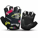 KONVINIT Fahrradhandschuhe Kinder,Hablfinger MTB Handschuhe,Sommer Radhandschuhe für Jungen und Mädchen 1 2 3 4 5 6 7 8 9 10 Jahre,für Mountainbike,BMX,Roller,Laufrad,Radfahren,Rennrad,L
