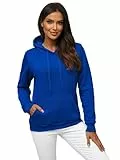 OZONEE Damen Kapuzenpullover Sweatjacke Sweatshirt Farbvarianten Kapuzenjacke Kapuzenpulli Kapuze Langarm Hoodie Sport Style Casual Fitness Training Basic 777/2695B Kobalt M