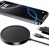 Mag-Safe Ladegerät Wireless Charger für iPhone: Magnet Ladestation Induktive kabellos Ladepad Kompatibel mit iPhone 17 Air 16e 16 15 14 13 12 und Air-Pods 4-2 Pro mit 20W Schnelles Adapter (Schwarz)