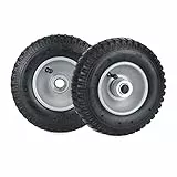 Relaxdays Schubkarrenrad 2er Set, 2.50-4, luftbereift, 2 PR, Ersatzrad bis 100 kg, Luftreifen Stahlfelge, schwarz/Silber