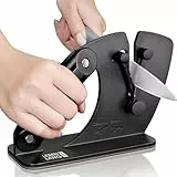 LEBENLANG Messerschärfer Profi 15-45 Grad - Bewegliche V-Klinge für Grob- & Feinschliff I Scheren & Messer schärfen I Messerschleifer Profi Knife Sharpener Profi-Messerschärfer Dick & Dünne Messer