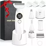 Rasierer Damen, 5-in-1 Intimrasierer für Frauen, Damenrasierer Elektrisch, mit USB-Ladestation, Rasierer Damen Elektrisch, für Körper, Achseln, Bikini, Augenbrauen und Nase, USB-Aufladung