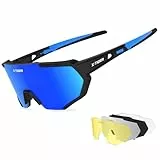 X-TIGER Fahrradbrille, Herren Damen Sportbrille, UV400 mit 5 Wechselgläser,Starker TR90 Frame, mit Montierbarem Brillenband & Ohrhaken, Outdoor-Sport/Radfahren/Laufen/Autofahren/Angeln/Golf