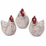 Logbuch-Verlag Keramik Huhn 3er Set Natur – Deko-Hühner 10 cm – Frühlings- & Osterdeko im Landhausstil – Figuren zum Hinstellen