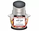 ROMMELSBACHER Multi Zerkleinerer MZ 400 – kraftvoller Motor, 4-flügeliges Spezialmesser aus Edelstahl, 1 Liter Glasbehälter, schwarz/Chrom gebürstet, 400 Watt