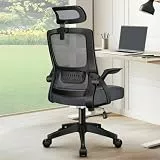 ALFORDSON Bürostuhl Chefsessel Netzstuhl ergonomisch Schreibtischstuhl Wippfunktion höhenverstellbarer,360° Drehstuhl, Computerstuhl Besprechungsstuhl,klappbare Armlehnen,180kg bis belastbar, Grau