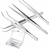 kristwash Pinzette, 4 Stück Precision Tweezers Set, 14 cm und 12cm Pinzette Lang Edelstahl Profi für Elektronische Reparaturen, Präzisionsarbeit