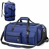 Suweir Reisetasche Groß Damen Herren 65L Sporttasche mit Schuhfach und Nass-Trockenfach Large Capacity Travel Bag Schwimmtasche Übernachtung Tasche für Reisen,Sport, Fitness (Blau Blue)