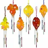HONMOK 12 Stück Herbst Windspiel Bastelset Kinder Holz Herbst Blatt DIY Herbstblätter Klangspiele Basteln Herbst Holzbastelsets Bastelhandwerk Geschenk für Junge Mädchen Herbstzeit