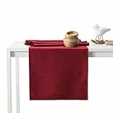 AmeliaHome Tischläufer 30x80 cm Lotuseffekt Wasserabweisend Blätter Bordeaux Gaia