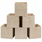 SONGMICS Aufbewahrungsbox, 6er Set, Ordnungsboxen aus Vliesstoff mit Griff, Boxen Aufbewahrung, 30 x 30 x 30 cm, Organizer Box, für Würfelregal, Faltbox, Kleideraufbewahrung, sandbeige RFB006K03