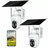 Xega Zwei Packungen Überwachungskamera Aussen mit SIM Karte, HD PTZ Kabellos Kamera Überwachung Außen Akku mit Solarpanel, Farb/IR Nachtsic, PIR Personenerkennung, 2 Wege Audio, IP66