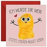 KARTEN 24 VERSAND Lustige Karte zum Geburtstag witzig-e Geburtstagskarte für Freundin Freund Geschenk für Freund-in zum Geburtstag chicken nugetts Glückwunschkarte Valentinstag (PINK)