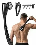 VIKICON Rückenrasierer Herren: 2-in-1 Elektrisch Körperrasierer mit 6D-Scherkopf, Klappgriff für die Rückenrasur, wasserdicht bodygroom für Körper, Gesicht, Kopf – Pflege-Set für Männer, Silber