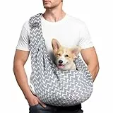 Adiwo Hundetragetasche Welpen, Wendbarer Transporttasche für Hunde und andere Haustiere bis 7.5 kg Tragetuch Hund Verstellbar Sicherer Tragegurt für Kleine Hunde für Spaziergänge Freien Gewellt Grau