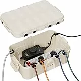 RESTMO Große Wasserdichte Kabelbox Outdoor, IP54 Verteilerdose Außen Wasserdicht, 32 x 22 x 13 cm Wasserdichte Box für Garten, Schutz von Verlängerungskabel, Steckdosenleisten, Außensteckern - Mandel