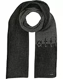 bugatti Herren Schal mit Schriftzug - 30 x 180 cm - Winterschal mit Rippenmuster
