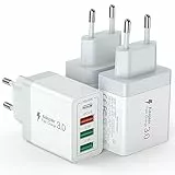 40W USB C Ladegerät,Handy Schnellladegerät 3er-Pack 4 Port PD+QC USB Adapter Netzteil, USB C Ladestecker für iPhone 17/16/15/14/13/12 Pro/Pro Max, XS/XR/X, Samsung, Tablet, Android, Ladegerät USB