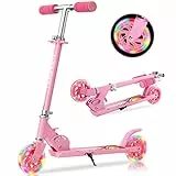 TENBOOM Roller Kinder ab 3 Jahre, 2 Räder Klappbar Scooter,3 Höhenverstellbare Kinderroller,Led-räder Kinderscooter für Mädchen Jungen