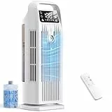 Mobile Klimaanlage ohne Abluftschlauch 6-in-1, Luftkühler mit Wasserkühlung, Mini Klimaanlage Mobil, Klimagerät, 120° Oszillation, 1200ML Tank, 1-12H Timer, Fernbedienung, Polarweiß