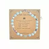 DEVOKE Herz Perlenarmband Damen Naturstein Charm Armband Edelstahl Silber Armbänder Frauen Muttertagsgeschenk Geburtstag Weihnachten Geschenke für Mama Freundin Mädchen (Geburtstag)