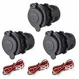SUSSURRO 3 Stück Auto Zigarettenanzünder Steckdose Wasserdicht Marine Grade Auto Zigarettenanzünder Adapter für 12V/24V DC Auto Boot Motorrad mit 0,6m Anschlusskabel