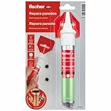 fischer SCLM Spachtelmasse zur Reparatur von Wänden, Löchern und Dellen, inklusive praktischem Spatel, Weiß, 70 ml