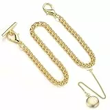 MIRKUZI Taschenuhrenketten 1 Stück Taschenuhrenkette, Taschenuhrenkette mit T-Steg, Taschenuhrenkette aus Metall, goldene Taschenuhrenkette, Herren- und Damentaschenuhrenkette (Gold)