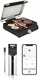 Ninja Sizzle Elektrogrill Indoor & Plancha mit Antihaft-Grillplatte, abnehmbarer & spülmaschinenfester Deckel, Grau GR101EU + ProChef Kabelloser Temperaturfühler/Bratenthermometer, WP100EU