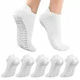 Utensilsto 5 Paar Yoga Socken Damen Antirutschsocken 37-40 Stoppersocken Pilates Socken Für Damen Pilates, Yoga, Barre, Tanz, Fitness(White)