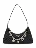 GUESS Damen Everlee Top Zip Shoulder Bag Umhängetasche, Schwarz