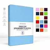 Jacobson Premium FROTTEE Spannbettlaken Spannbetttuch Bettlaken Baumwolle ca. 200g/m² (120x200cm - 130x200cm, Hellblau)