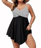 Hanna Nikole Shape Strandmode Damen Große Größen Bauchweg Badekleid Push Up Bademode Einteiler Strandkleid Crossover Badebekleidung Mit Badeshorts Weiche Schwimmanzug Verstellbarer Badeanzug
