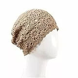 FSSTUD Crochet Beanie Mütze Häkelmütze Strickmütze Skullcap Gehäkelte Baggy Mütze Wintermütze für Damen Khaki