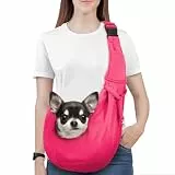 Pawaboo Hundetragetasche Welpen, Tragbare Transporttasche für Hunde Bis zu 12 lbs, Tragetuch Hunds Katzen Verstellbar, Outdoor Hund Tragetuch Haustiere Umhängetasche für Klein Hund Katze, Magenta