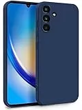 MyGadget Hülle für Samsung Galaxy A34 5G - Zweilagige Handyhülle mit Kameraschutz - Cover mit Innenfutter & Silikon außen - Dunkelblau